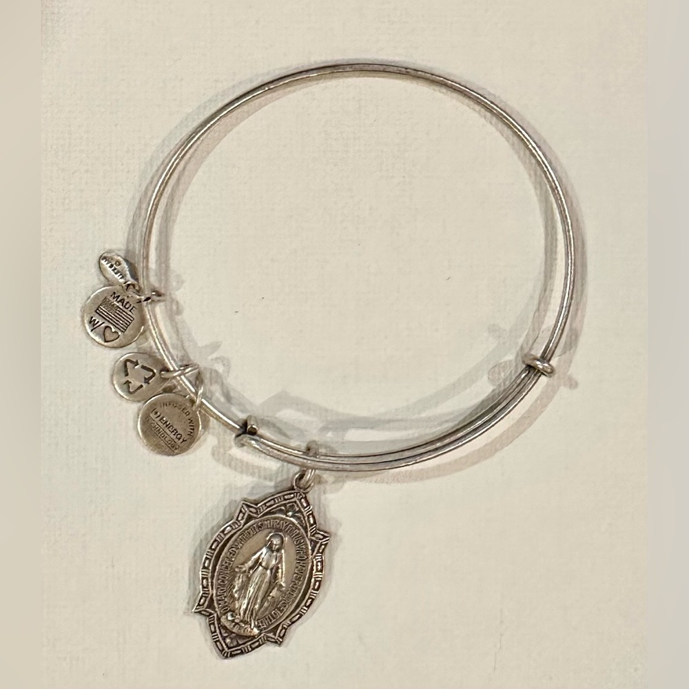 Alex & Ani Alex Rafaelian Mother Mary Silver Bangle Bracelet with Charms